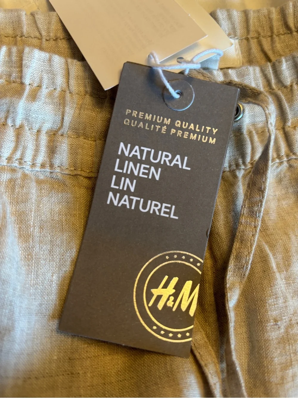 H&M Light Beige Linen Drawstring Pants